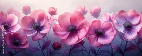 Vibrant pink flowers background, soft focus, floral art with copy space. Abstract watercolor background, delicate pink and purple floral patterns. photo