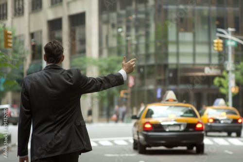 Wallpaper Mural A businessman hailing a taxi outside of a conference center Torontodigital.ca