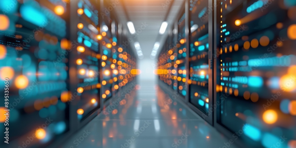 Server Room Corridor With Motion Blur Server Room Corridor With Motion Blur