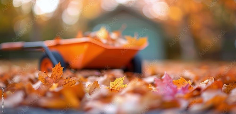 Autumn Leaves and Wheelbarrow Autumn Leaves and Wheelbarrow