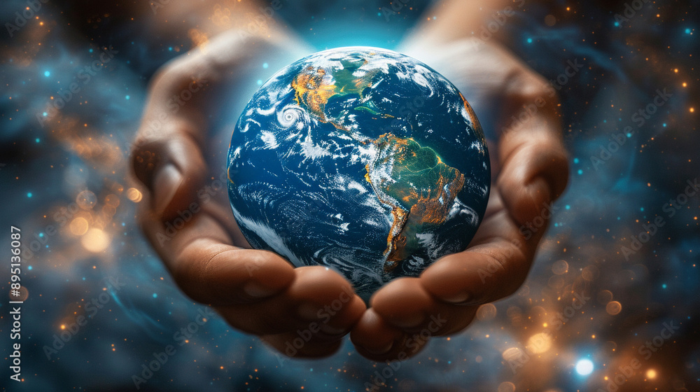 Earth globe in hands, simple earth on empty background Earth globe in hands, simple earth on empty background
