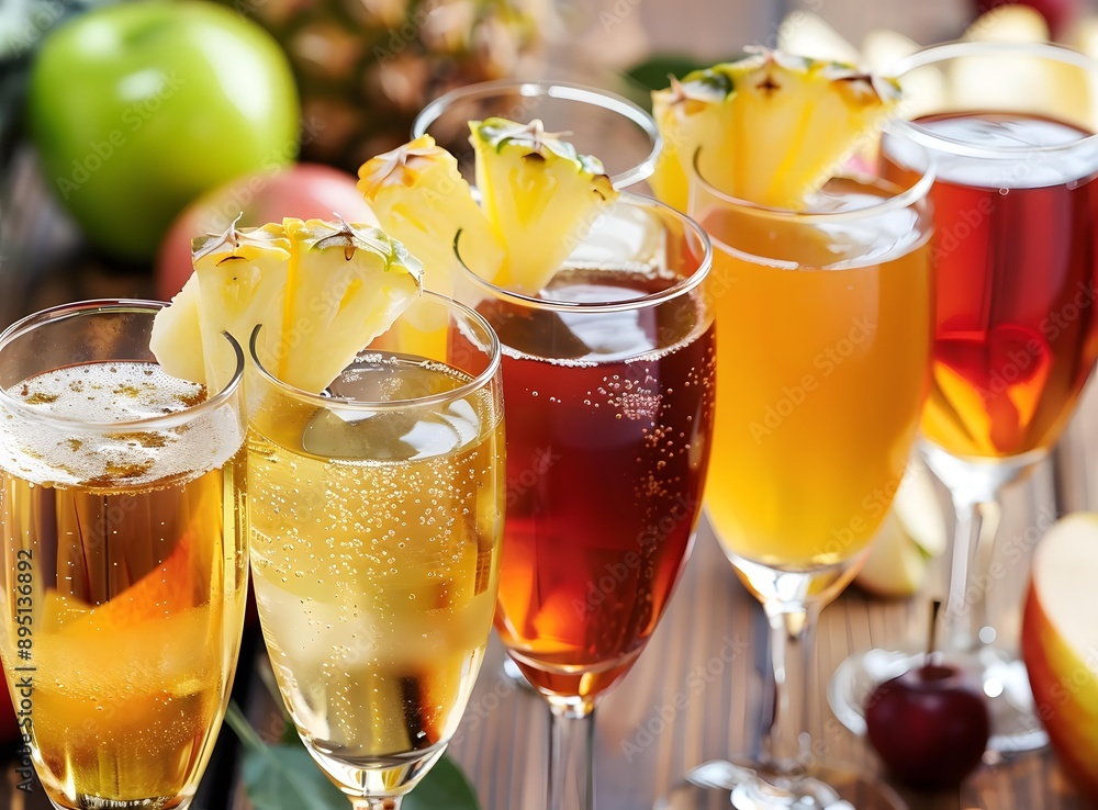 Sparkling Wine Cocktail with Pineapple Garnish Sparkling Wine Cocktail with Pineapple Garnish