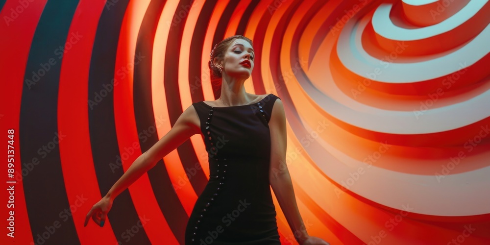 Woman with Spiral Wall Background Woman with Spiral Wall Background
