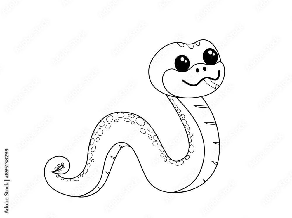 Coloring book. Snake is crawling. Side view. Black and white snake. Vector Coloring book. Snake is crawling. Side view. Black and white snake. Vector