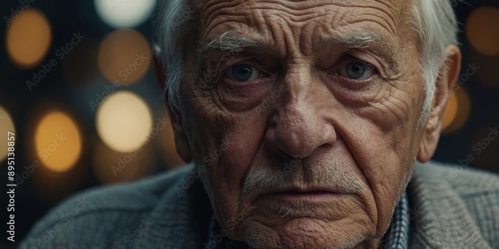 An intense close-up of an elderly man's face, displaying deep wrinkles and intense gaze, revealing a lifetime of stories and emotions. An intense close-up of an elderly man's face, displaying deep wrinkles and intense gaze, revealing a lifetime of stories and emotions.