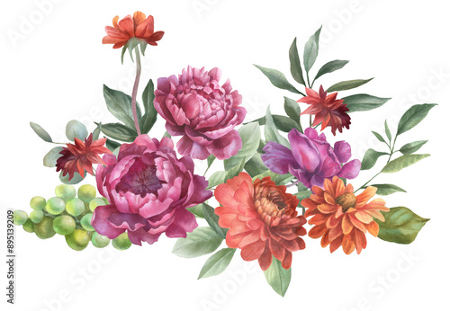 Watercolor autumn floral border, fall harvest, Thanksgiving png