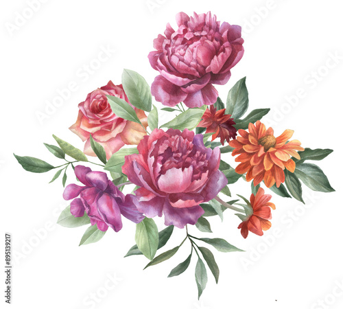 Watercolor autumn floral border, fall harvest, Thanksgiving png