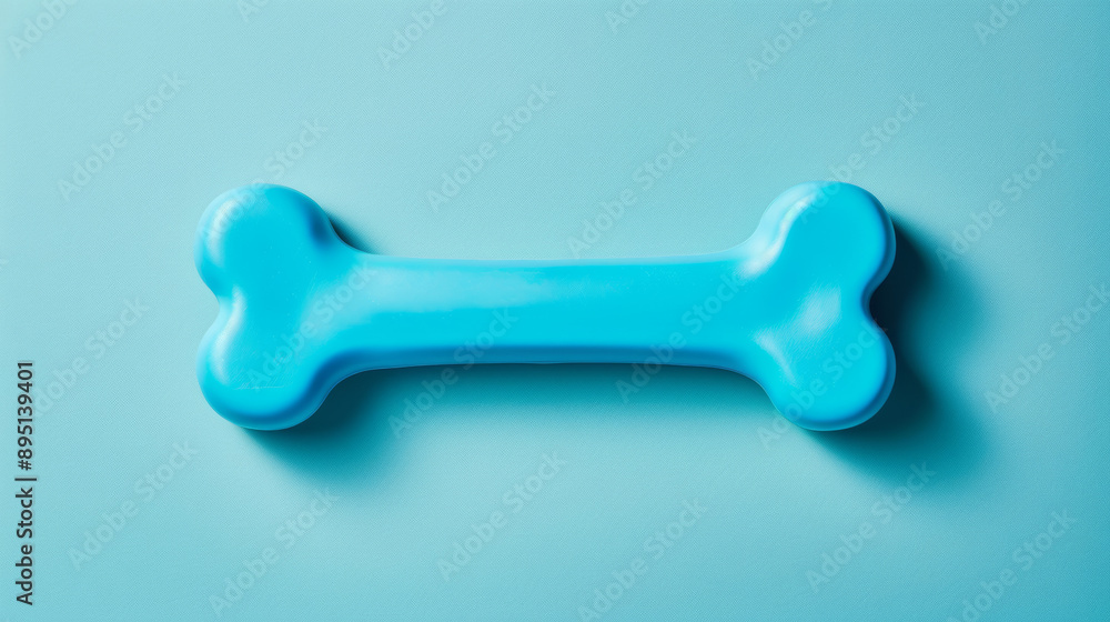 Isolated image of a bright blue chew toy shaped like a bone, on a gradient background Isolated image of a bright blue chew toy shaped like a bone, on a gradient background
