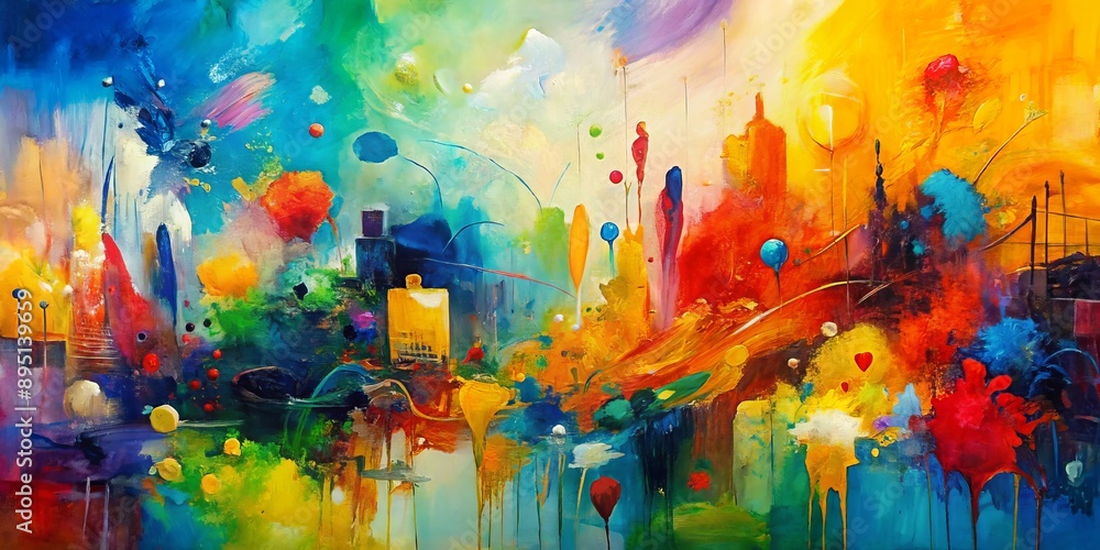 Abstract Cityscape in Vibrant Hues, Oil on Canvas, Modern Art, Urban Landscape, abstract painting, cityscape, urban art Abstract Cityscape in Vibrant Hues, Oil on Canvas, Modern Art, Urban Landscape, abstract painting, cityscape, urban art