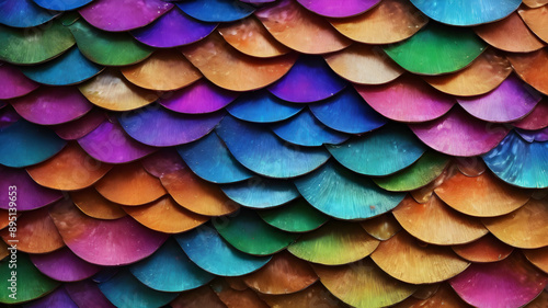 Wallpaper Mural Fish scales with iridescent colors and details. Generative AI Torontodigital.ca