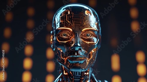 XAI Futuristic robot artificial intelligence enlightening AI technology development and machine learning concept. Global robotic block chain science research for future of human life. 3D rendering photo