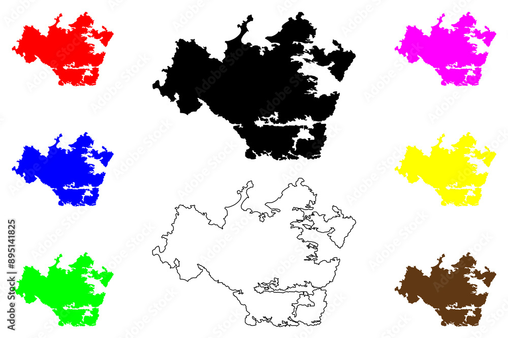 Naklejka premium North Uist island (United Kingdom of Great Britain and Northern Ireland, Scotland, Outer Hebrides) map vector illustration, scribble sketch Isle of North Uist map