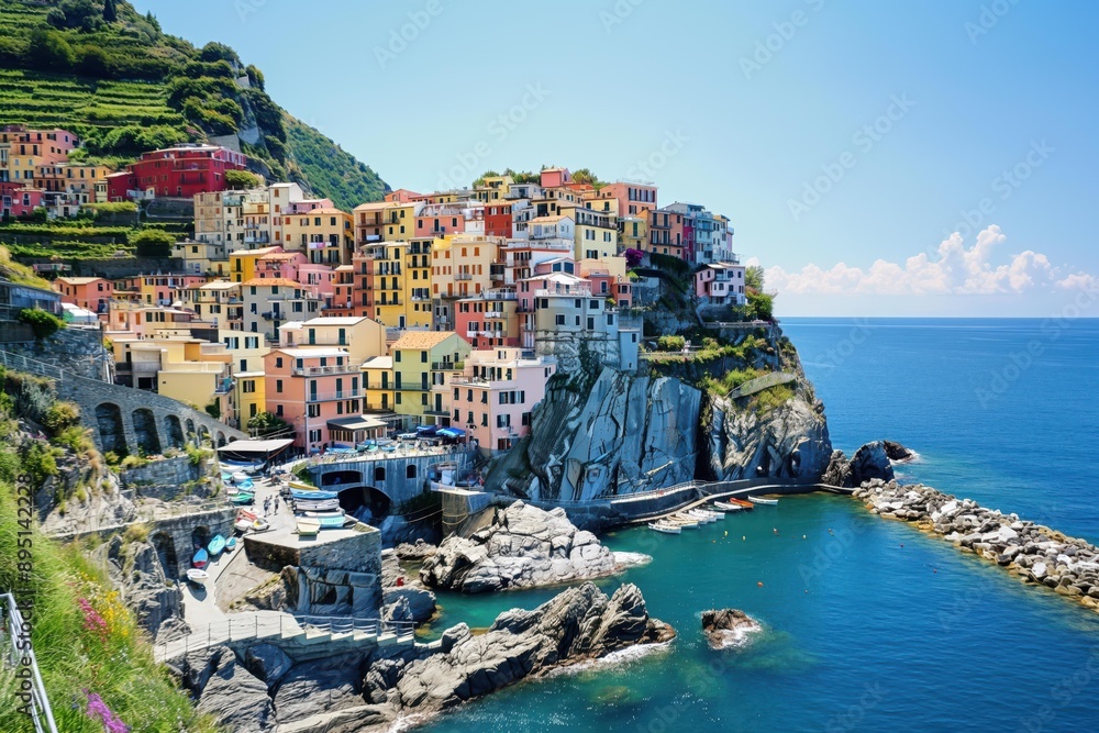 Naklejka premium Colorful Italian Village on the Coast.