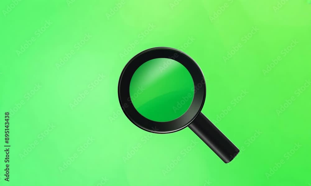 Magnifying glass on green background. Green background. Magnifying glass on green background. Green background.