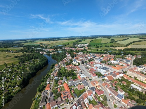 Zirovnice castle and Ziorvnice town aerial panorama landscape view,Vysocina region,Bohemia,Czech republic,Europe photo