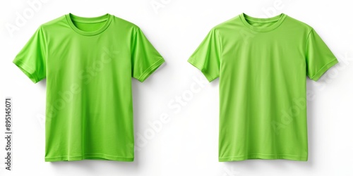 Two Green T-Shirts Mockup for Branding and Design, t-shirt mockup, green tshirt , mock up , blank tshirt photo