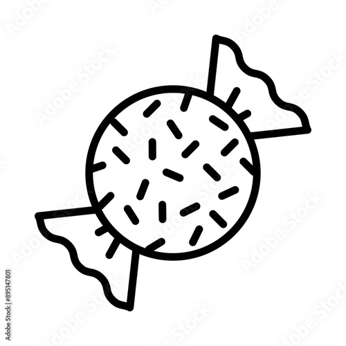 Black single round candy line icon, simple sweet confection element outline flat design pictogram, infographic vector for app logo web button ui ux interface isolated on white background