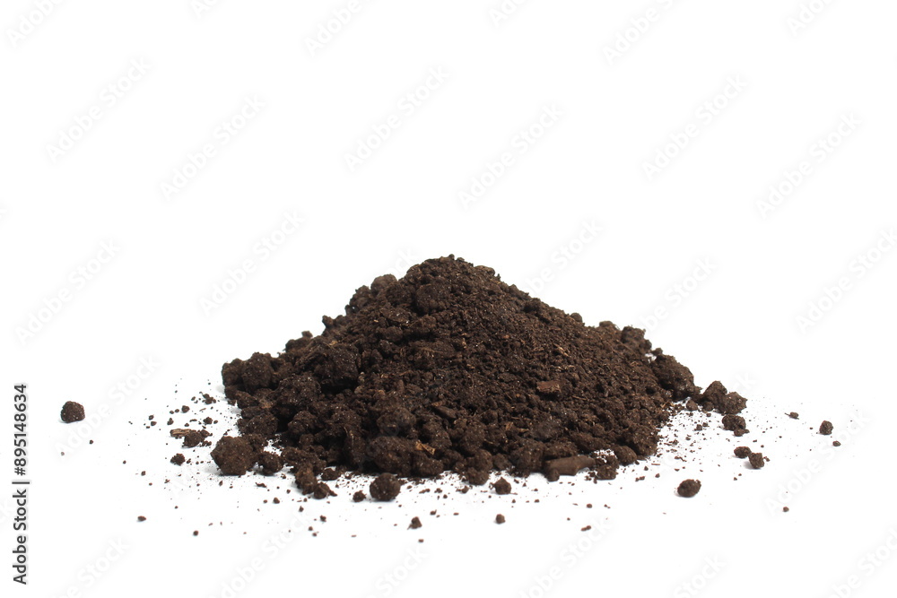 Small pile of earth on white background. Small pile of earth on white background.
