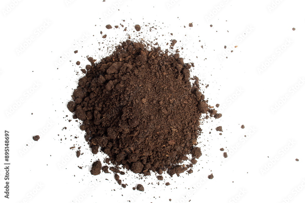 Small pile of earth on white background. Small pile of earth on white background.