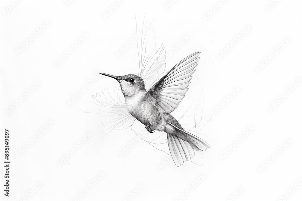 Sketch Of Modern Minimalistic Tattoo Of A Tiny Bird Tattoo Using