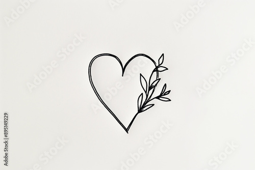 Sketch of modern minimalistic tattoo, abstract outline drawings minimalistic sketch of a tiny heart tattoo, with clean lines and simple shapes, 100% white background