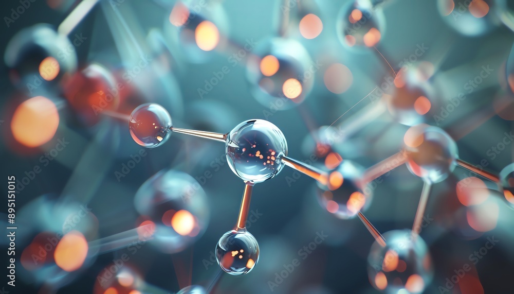 Abstract molecular structure with glowing atoms. Science and technology concept. Abstract molecular structure with glowing atoms. Science and technology concept.