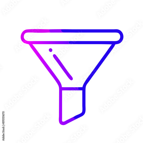 Gradient neon funnel icon, pink and purple, digital filter symbol