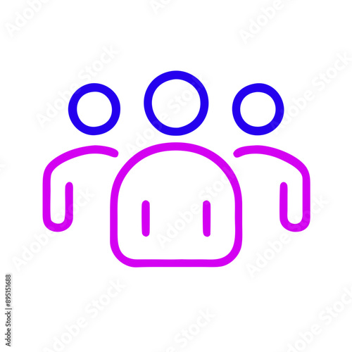 Gradient neon group icon, pink and purple, digital community symbol