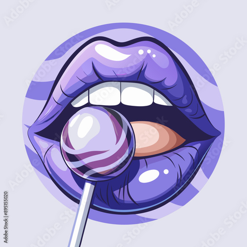 illustration of lips with lollipop
