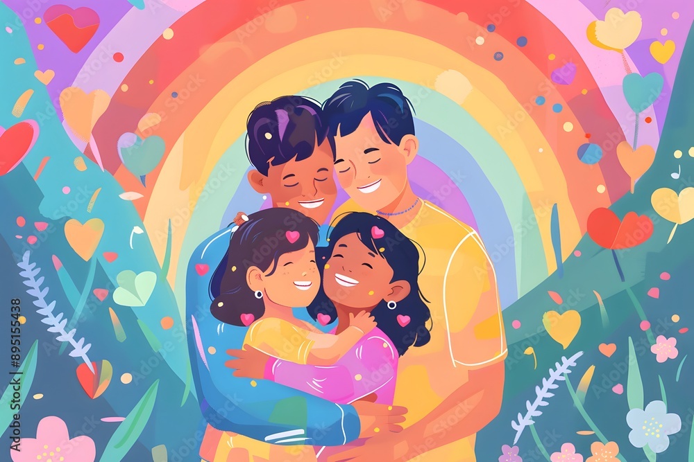 LGBTQ couples and families in everyday. Postcard LGBTQ couples and families in everyday. Postcard