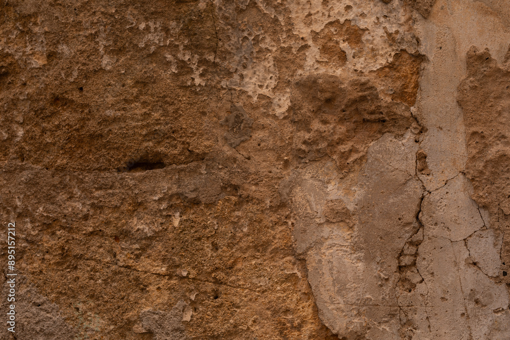 A weathered wall with cracks and peeling paint A weathered wall with cracks and peeling paint