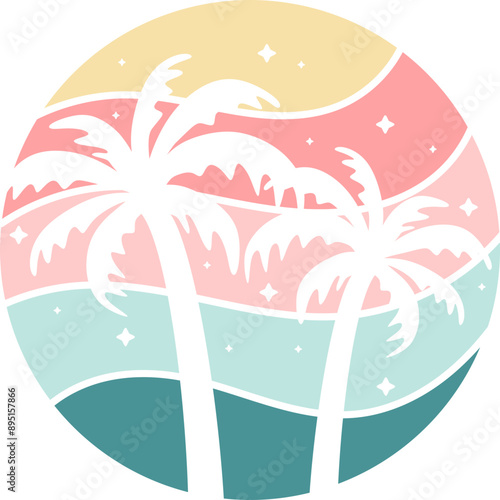 Summer Sunset Vacation Logo