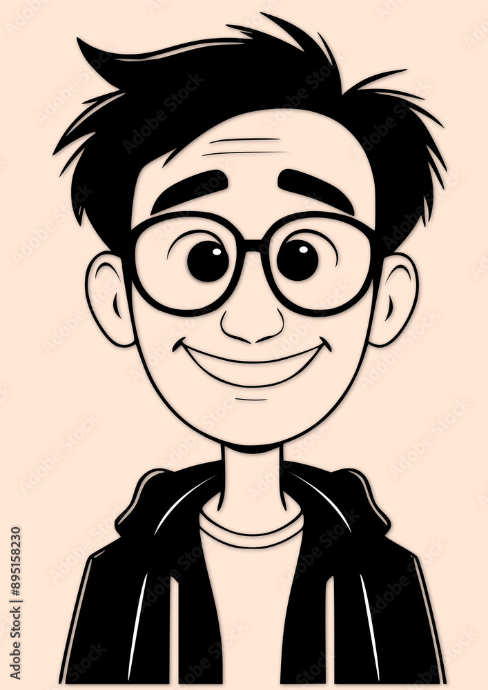 a cartoon drawing of a man with glasses and a smile a cartoon drawing of a man with glasses and a smile