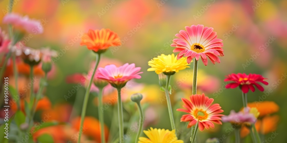 Colorful Gerbera Daisies in Field Colorful Gerbera Daisies in Field