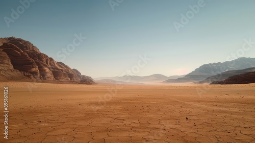 Deserts are advertised in an ultramodern, supernatural scene, emphasizing vast, sandy expanses with plenty of copy space