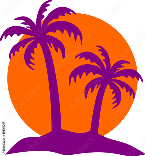 Palm Trees - Tropical Island Graphic 