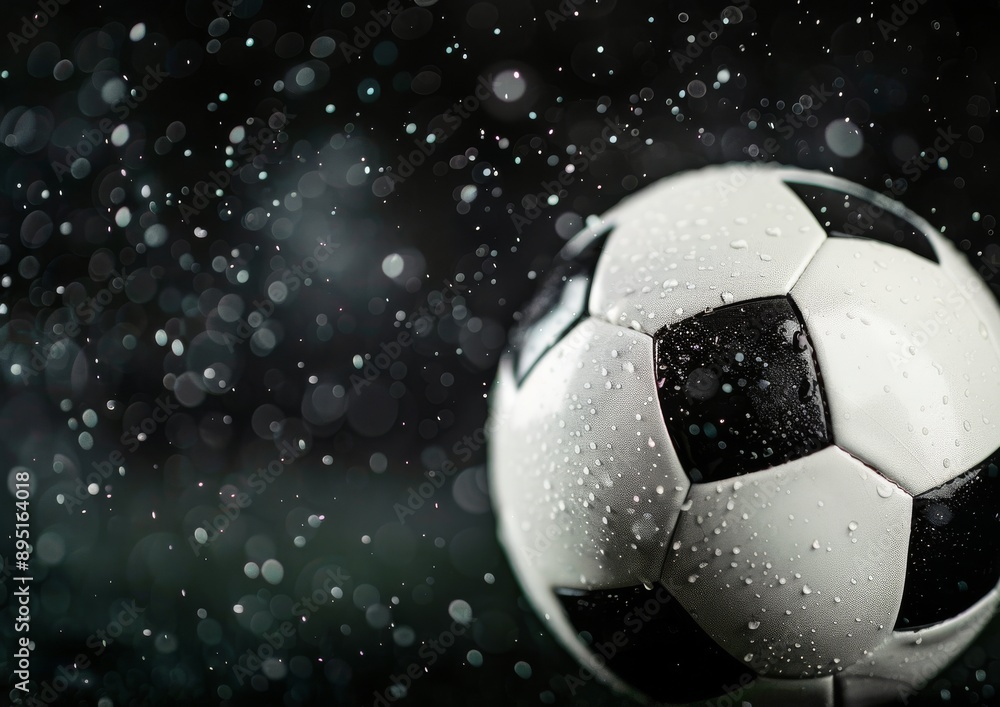 Naklejka premium Soccer Ball on Black Background