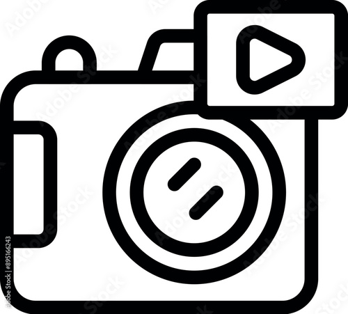 Line art icon of a digital camera recording a video, perfect for websites and apps