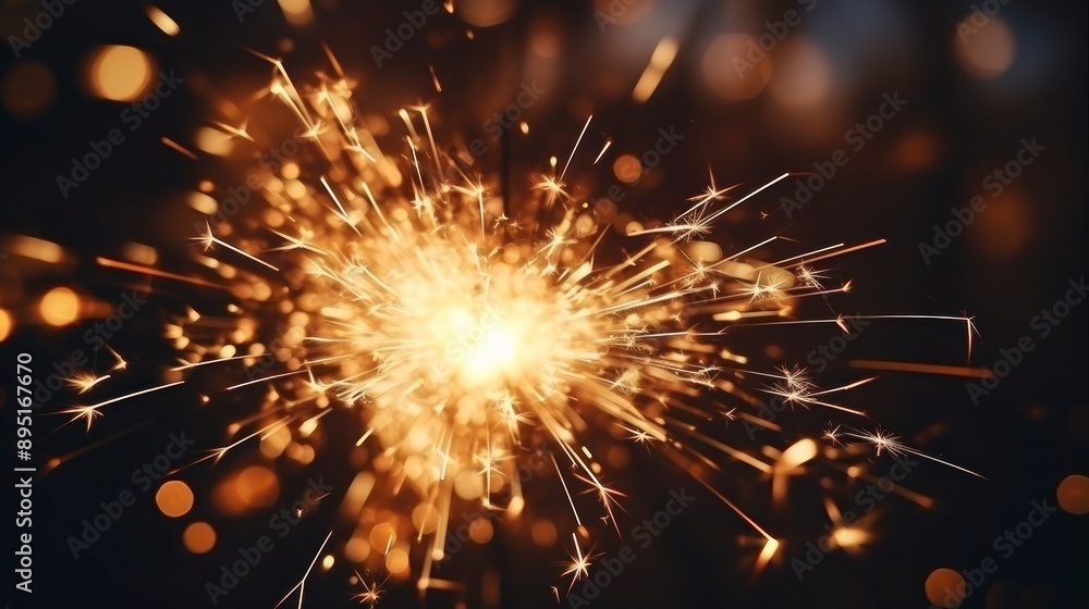 Obraz premium Christmas and New Year party sparkler on bokeh background