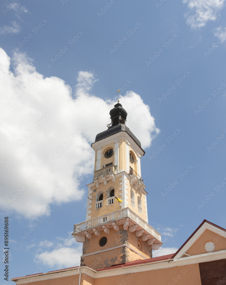 A town hall of Kamianets-Podilskyi City, low-angle A town hall of Kamianets-Podilskyi City, low-angle