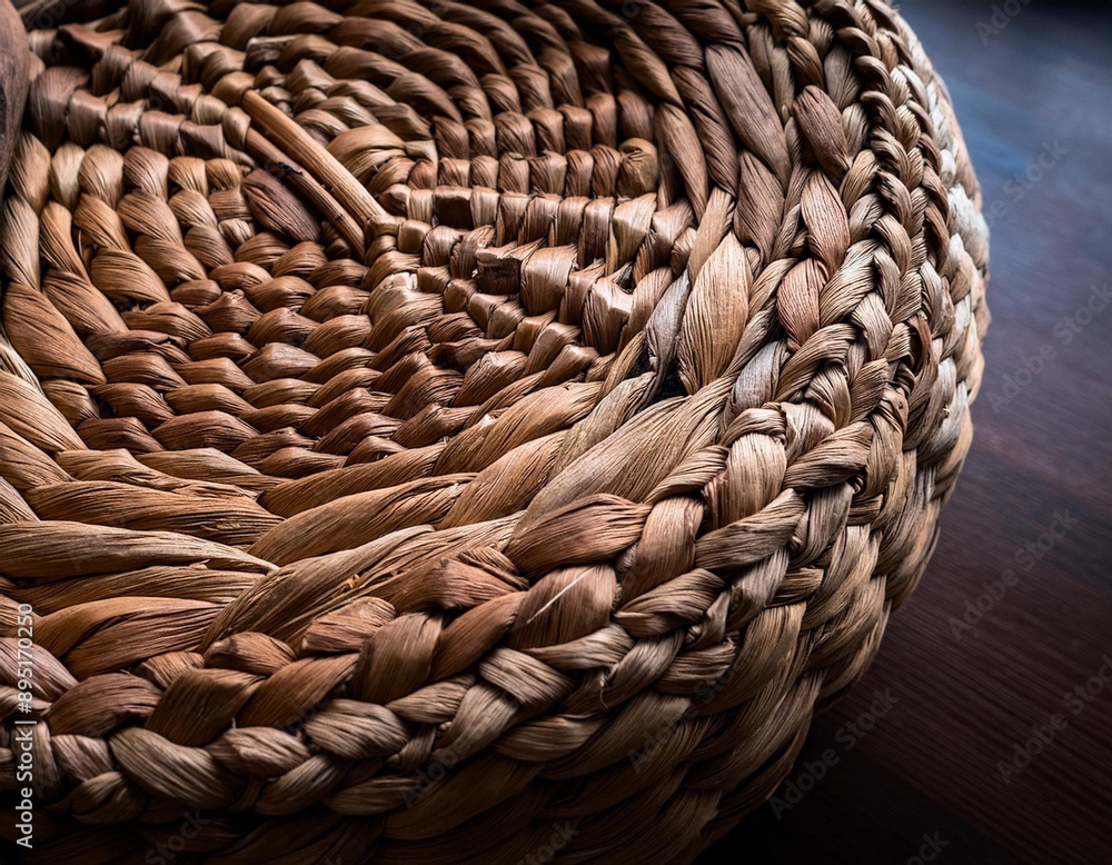 Obraz premium Intricate, handwoven basket with visible fibers and detailed patterns.