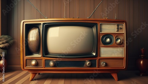 retro black and white cathode ray tube tv