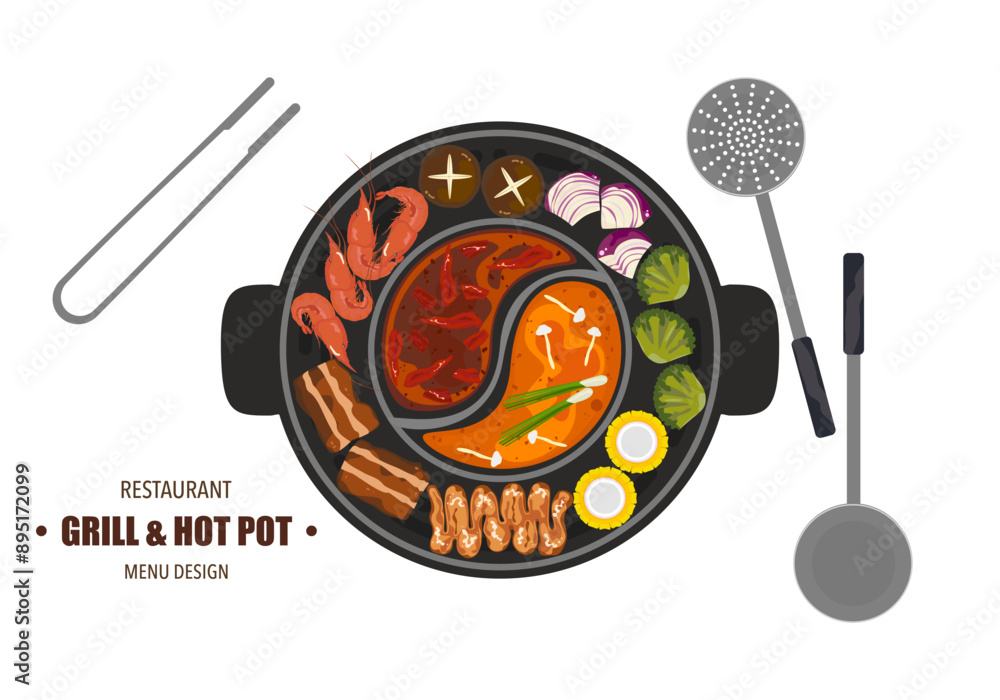 Cooking Hot Pot Vector Vector set of grilled food, shabu, hot pot, and various spices. The ...