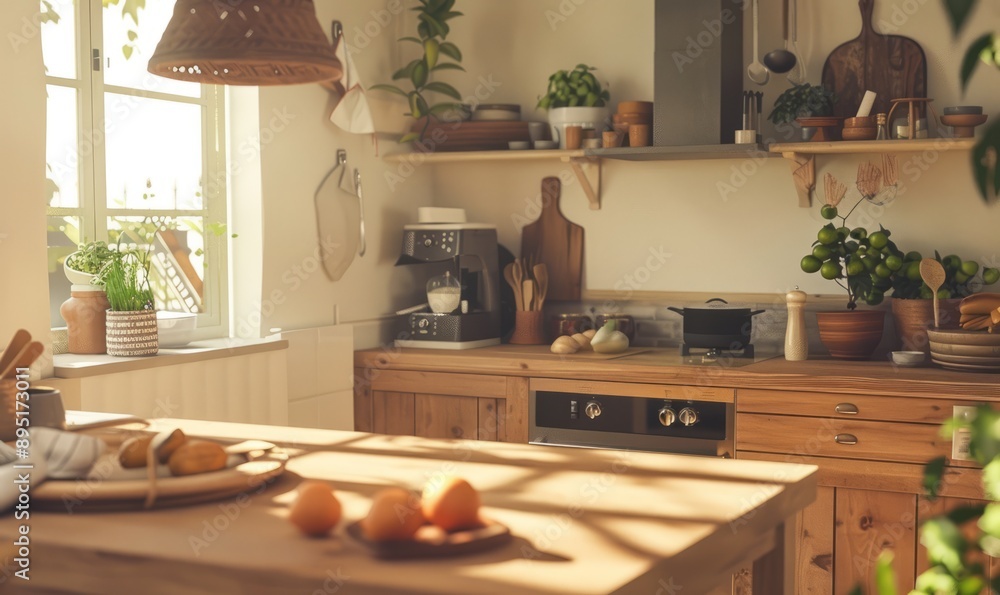 Fototapeta premium Scandinavian-style kitchen with clean lines and natural materials