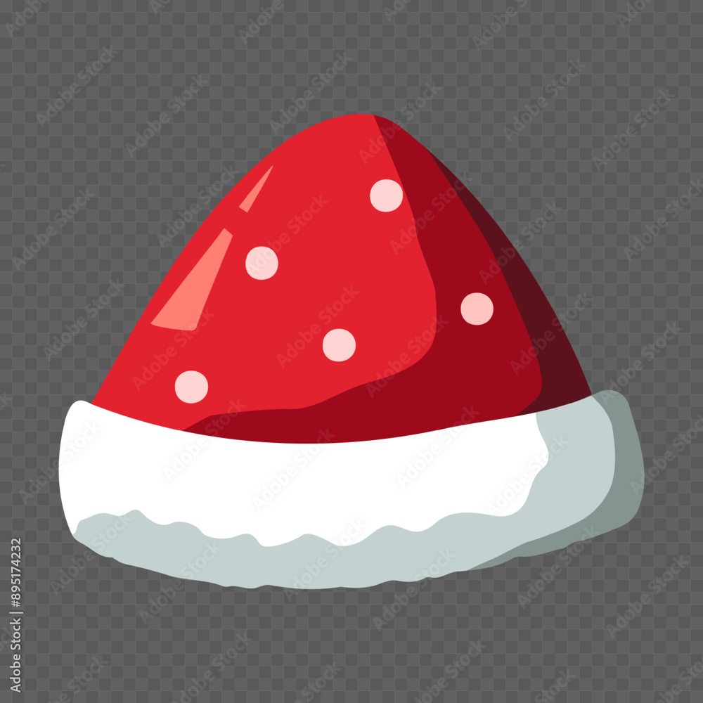 Realistic Santa Claus hat, holiday cap to xmas illustration. New Year red hat. Realistic Santa Claus hat, holiday cap to xmas illustration. New Year red hat.