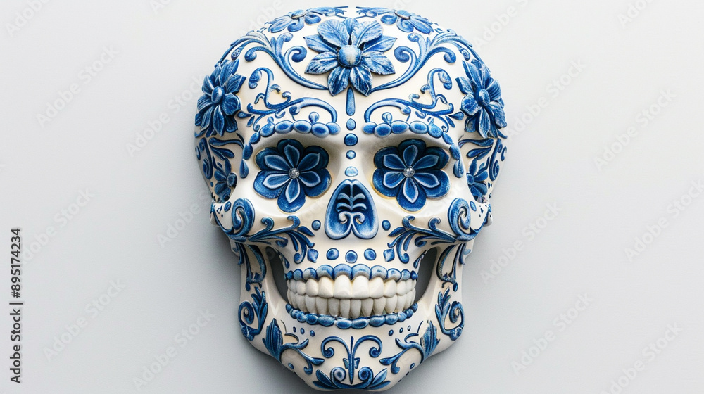 Festive Dia De Muertos Skull on empty background Festive Dia De Muertos Skull on empty background