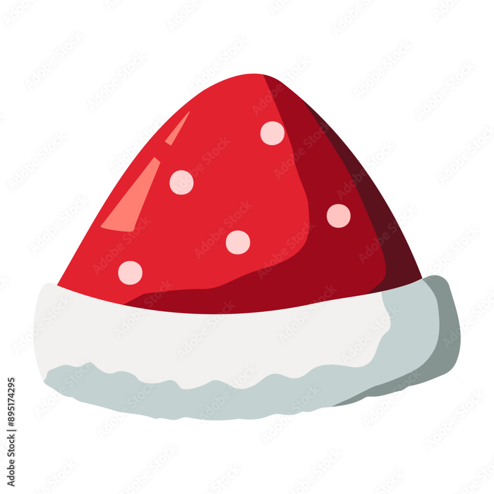 Realistic Santa Claus hat, holiday cap to xmas illustration. New Year red hat. Realistic Santa Claus hat, holiday cap to xmas illustration. New Year red hat.