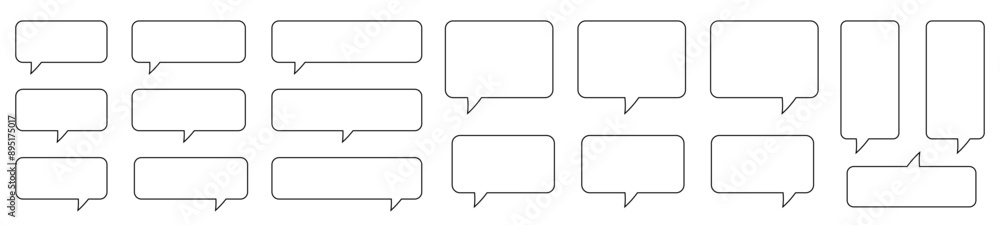 Speech bubble, speech balloon, chat bubble line art icon for apps and websites. Speech bubble, speech balloon, chat bubble line art icon for apps and websites.