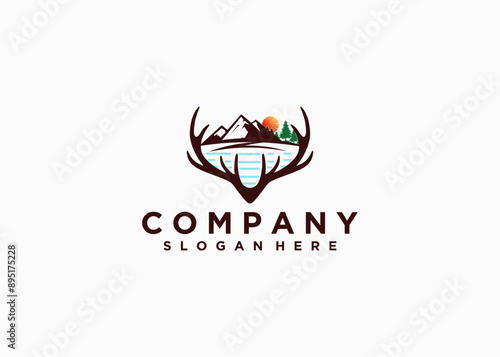 lake vintage logo vector concept
