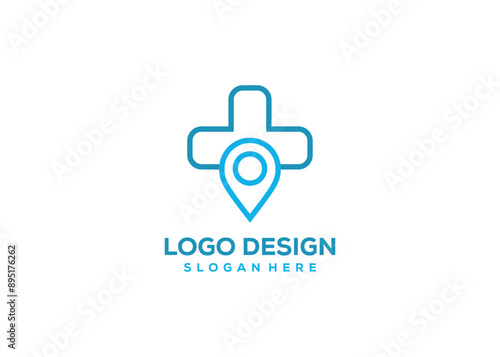 Medical Pin Logo Design Template Element